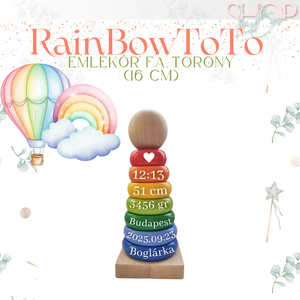 RainBow ToTo - Emlékőr fa torony (16 cm) - játék & sport - készségfejlesztő és logikai játék - toronyépítő- és egyensúlyozó játékok - Meska.hu