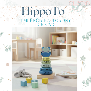 HippoTo - Emlékőr fa torony (18 cm), Játék & Sport, Készségfejlesztő és Logikai játék, Toronyépítő- és egyensúlyozó játékok, Mindenmás, MESKA