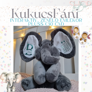 KukucsFáni  Interaktív, zenélő emlékőr plüss (30 cm) - játék & sport - plüssállat & játékfigura - elefánt - Meska.hu