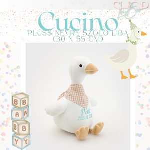 Cucino - Plüss névre szóló liba (30 x 55 cm) - játék & sport - plüssállat & játékfigura - madár - Meska.hu