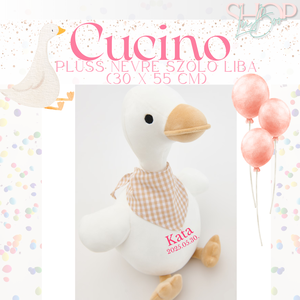 Cucino - Plüss névre szóló liba (30 x 55 cm) - játék & sport - plüssállat & játékfigura - madár - Meska.hu