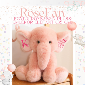 RoseFán - Egyedi rózsaszín plüss emlékőr elefánt (35 cm) - játék & sport - plüssállat & játékfigura - elefánt - Meska.hu