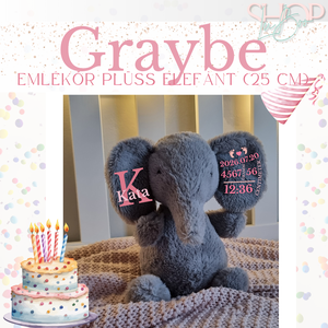 Graybe - Emlékőr plüss elefánt (25 cm), Játék & Sport, Plüssállat & Játékfigura, Elefánt, Mindenmás, MESKA