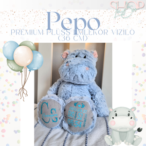 PePo - Prémium plüss emlékőr víziló (36 cm), Baba - mama, Babaemlékek, Baba emlékőrző, Mindenmás, MESKA