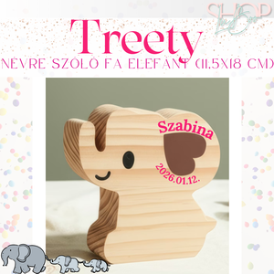Treety - Névre szóló fa elefánt - játék & sport - plüssállat & játékfigura - elefánt - Meska.hu