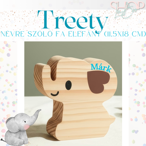 Treety - Névre szóló fa elefánt - játék & sport - plüssállat & játékfigura - elefánt - Meska.hu