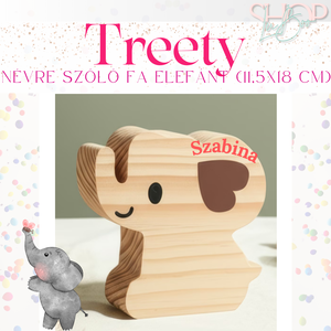 Treety - Névre szóló fa elefánt - játék & sport - plüssállat & játékfigura - elefánt - Meska.hu