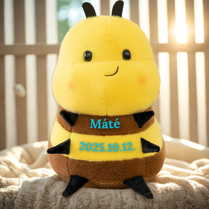 BeeBee - Egyedi, névre szóló plüss méhecske (25 cm) - baba - mama - babaszoba dekoráció - babanév dekoráció - Meska.hu