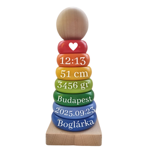 RainBow ToTo - Emlékőr fa torony (16 cm) - játék & sport - készségfejlesztő és logikai játék - toronyépítő- és egyensúlyozó játékok - Meska.hu