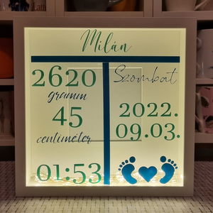 Emlékkép - Világító emlékőr kép (25x25 cm) - baba - mama - babaemlékek - baba emlékőrző - Meska.hu