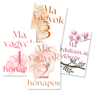 Mérföldkő kártyák - Flowers (11x15 cm) - baba - mama - babafotózás - baba mérföldkő kártyák - Meska.hu