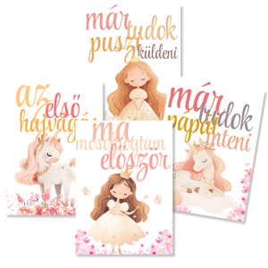 Mérföldkő kártyák - Princess (11x15 cm), Baba - mama, Babafotózás, Baba mérföldkő kártyák, Mindenmás, MESKA