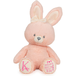 Rosy - Egyedi rózsaszín plüss emlékőr nyuszi (30 cm), Baba - mama, Babaemlékek, Baba emlékőrző, Mindenmás, MESKA