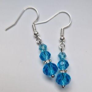 Farsang bál kék kristály fülbevaló - Meska.hu