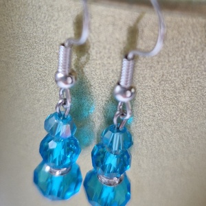 Farsang bál kék kristály fülbevaló - ékszer - fülbevaló - lógó fülbevaló - Meska.hu