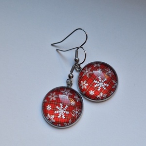 Piros hópehely fülbevaló Mikulás Karácsony - Meska.hu