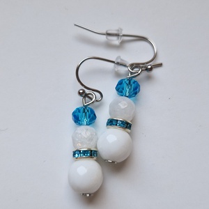 Hóember kék sállal fülbevaló , Karácsony, Mikulás, Mikulás ajándékok, Ékszerkészítés, MESKA