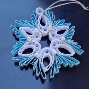 Hópehely dísz quilling kék, Karácsony, Mikulás, Mikulás ajándékok, Papírművészet, MESKA