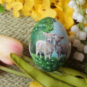 Kézzel festett fa húsvéti tojás - művészet - festmény - akril - Meska.hu