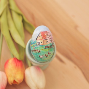 Kézzel festett húsvéti fatojás - ünnepi díszek, dekorációk - húsvéti díszek és dekorációk - húsvéti asztaldíszek - Meska.hu