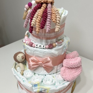 Babaköszöntő pelenka torta  - baba - mama - babalátogató ajándékcsomag - Meska.hu