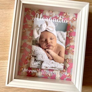 Egyedi Babaköszöntő Képkeret  Személyes Adatokkal - játék & sport - babalátogató ajándékcsomag - Meska.hu