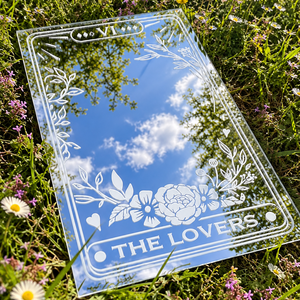 THE LOVERS � Virágmintás, egyedi tarot ihletésű tükör romantikus lakásdekoráció, különleges ajándék, Esküvő, Dekoráció, Esküvői tükör matrica, Fotó, grafika, rajz, illusztráció, Mindenmás, MESKA