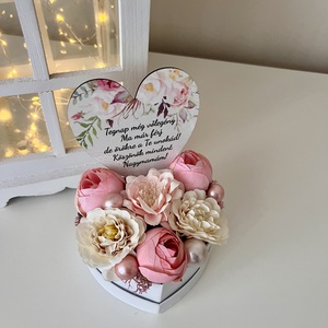 Szülőköszöntő, nagymama köszöntő mini virágbox - mályva álom - esküvő - emlék & ajándék - szülőköszöntő ajándék - Meska.hu