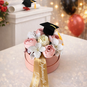 Diplomaosztó virágbox rózsaszín dobozban, Otthon & Életmód, Dekoráció, Virágdísz és tartó, Virágbox, virágdoboz, Mindenmás, MESKA