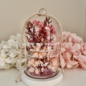 Virágbúra szárazvirággal, egyedi felirattal esküvői szülőköszöntő ajándék - esküvő - emlék & ajándék - szülőköszöntő ajándék - Meska.hu