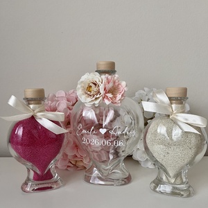 Homokceremónia üveg szett - kalligrafikus nevekkel - AJÁNDÉK felirattal, virágos díszítéssel, Esküvő, Emlék & Ajándék, Nászajándék, Ceremónia szett, Mindenmás, MESKA