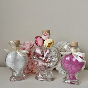 Homokceremónia üveg szett - love is in the air szivecskés betűtípussal - AJÁNDÉK felirattal, virágos díszítéssel, Esküvő, Emlék & Ajándék, Nászajándék, Ceremónia szett, Mindenmás, MESKA