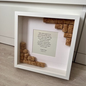 Szülőköszöntő képkeret örömapa, nagyapa részére kedves üzenettel, boros dugós dekorral - esküvő - emlék & ajándék - szülőköszöntő ajándék - Meska.hu