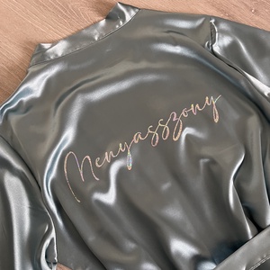 Glitteres Menyasszony feliratú köntös tengerzöld XS - esküvő - kiegészítők - esküvői köntös - Meska.hu