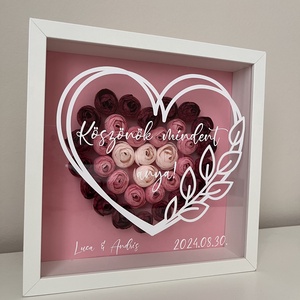 Szülőköszöntő ajándék SZÍV mintás mályva virágos képkeret - esküvő - emlék & ajándék - szülőköszöntő ajándék - Meska.hu