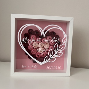 Szülőköszöntő ajándék SZÍV mintás mályva virágos képkeret - esküvő - emlék & ajándék - szülőköszöntő ajándék - Meska.hu