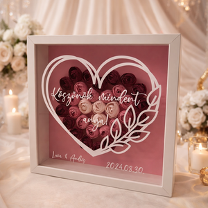 Szülőköszöntő ajándék SZÍV mintás mályva virágos képkeret - Meska.hu