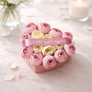 Anyák napi szív alakú virágbox - Meska.hu