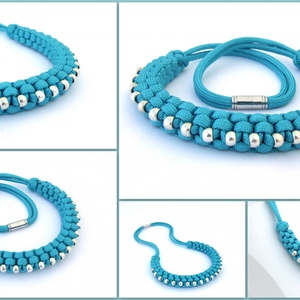 TOUAREG paracord nyaklánc - türkizkék - ékszer - nyaklánc - gyöngyös nyaklánc - Meska.hu