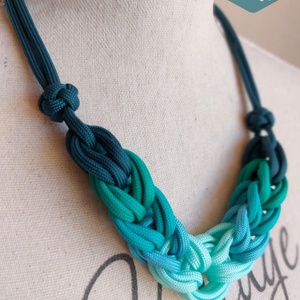 HOOP paracord nyaklánc - Aqua, Ékszer, Nyaklánc, Medál nélküli nyaklánc, Csomózás, Ékszerkészítés, MESKA
