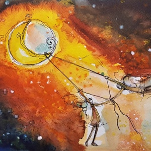 Összekötő szál - művészet - festmény - akvarell - Meska.hu