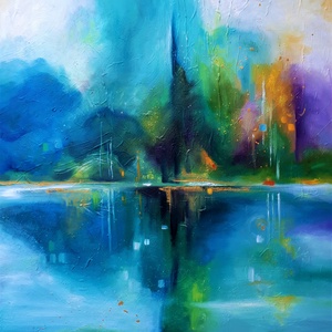 Tükröződés (100x100cm) - művészet - festmény - olajfestmény - Meska.hu