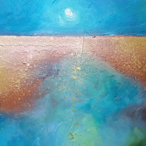 Arany horizont (50x50cm) - művészet - festmény - olajfestmény - Meska.hu
