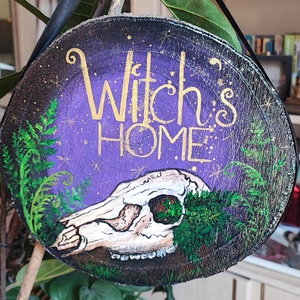 Witch's home fa ajtódíszek, Művészet, Festmény, Akril, Festészet, Festett tárgyak, MESKA