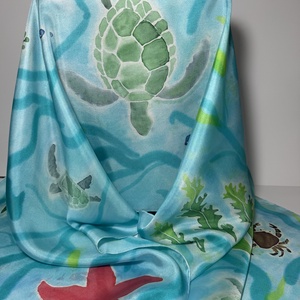 Tengeri mintás kézzel festett selyemsál - Meska.hu Tengeri mintás kézzel festett selyemsál - Meska.hu