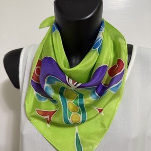 Őszi Zöld Harmónia � kézzel festett selyemkendő - ruha & divat - sál, sapka, kendő - kendő - Meska.hu