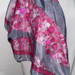 Selyembe zárt málnahab � kézzel festett álomkendő, Ruha & Divat, Sál, Sapka, Kendő, Kendő, , MESKA