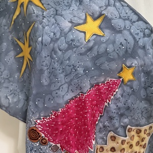 Páros selyemszett karácsonyra � nem a klasszikus színekben,  kézzel festett selyemsál + hozzá illő selyem nyakkendő - ruha & divat - sál, sapka, kendő - sál - Meska.hu