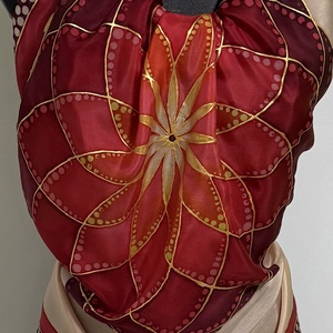 Mandala Harmónia Bordóban  egyedi, kézzel festett selyemkendő - Meska.hu