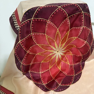 Mandala Harmónia Bordóban � egyedi, kézzel festett selyemkendő - ruha & divat - sál, sapka, kendő - kendő - Meska.hu